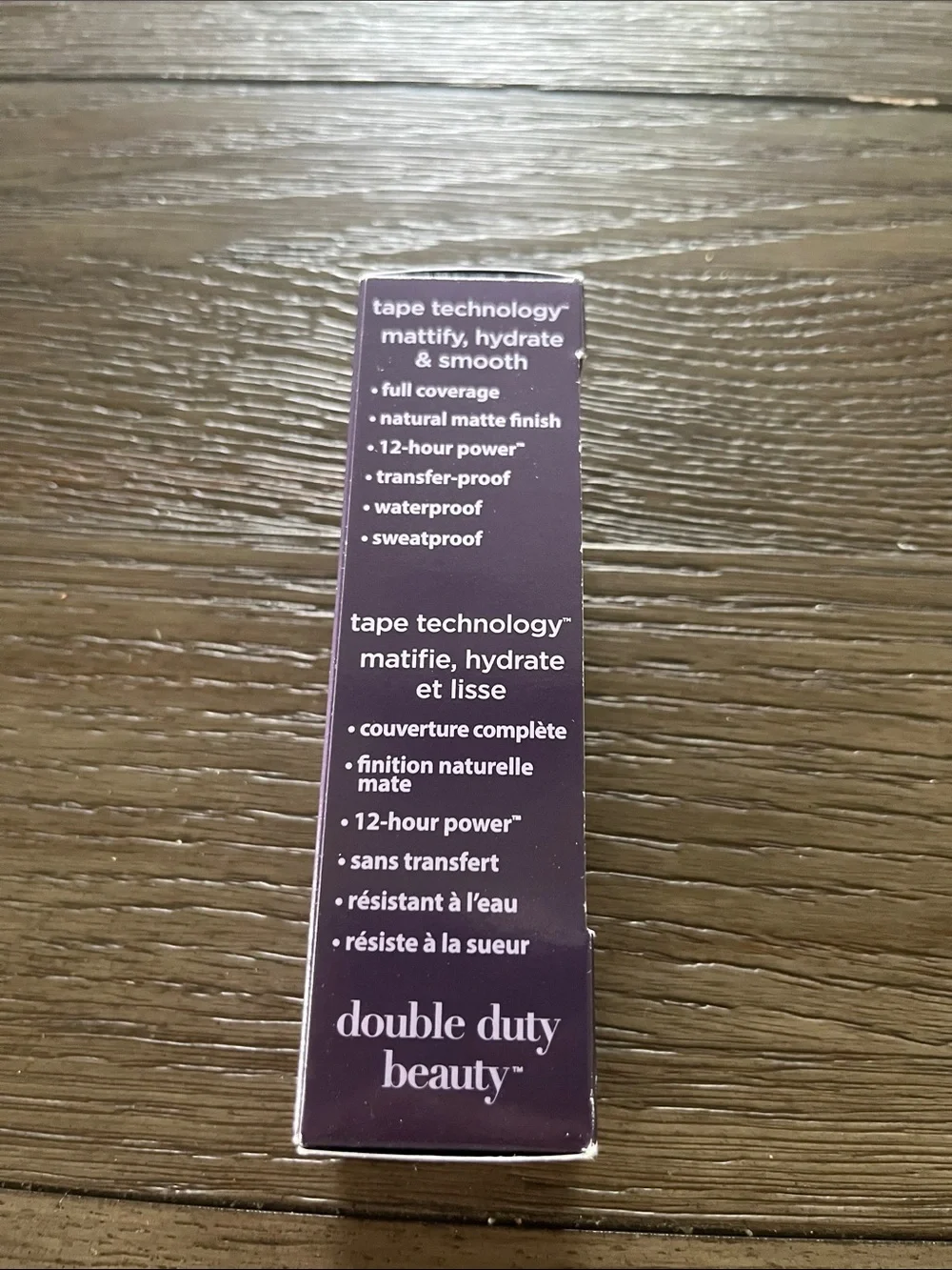 tarte Face Tape Double Duty Beauty Foundation - purple and gold packaging